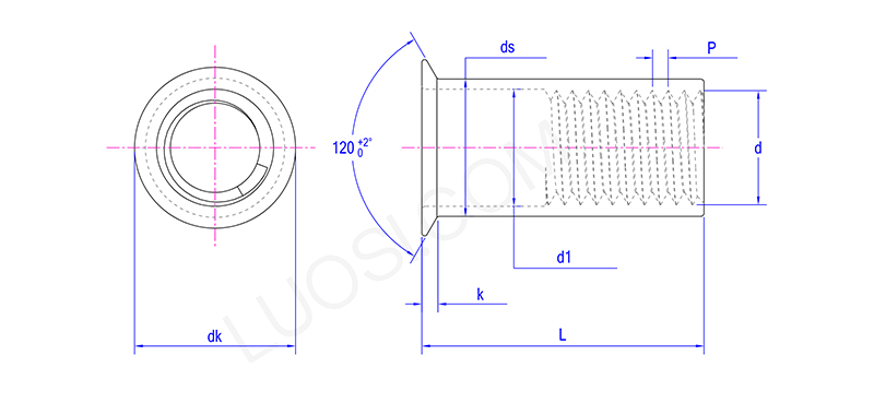 Secure Threaded Countersunk Head Riveted Nuts