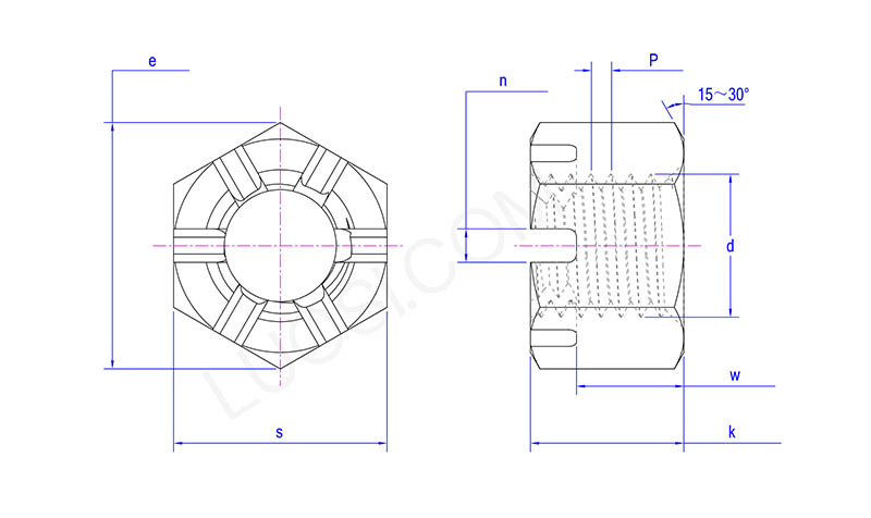 Slotted Hex Castle Nuts