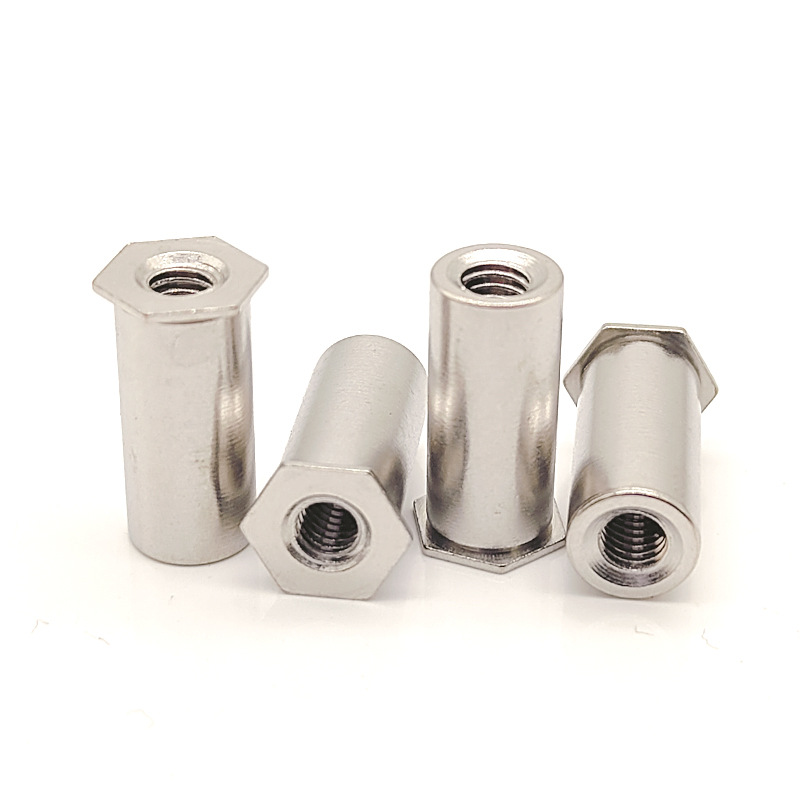 Écrou à rivets hexagonal à trou traversant bleu zinc